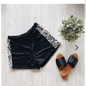 Black Cheetah Striped Shorts